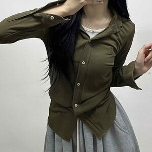 Ralph Lauren Olive Green Button-Up Shirt Size Medium